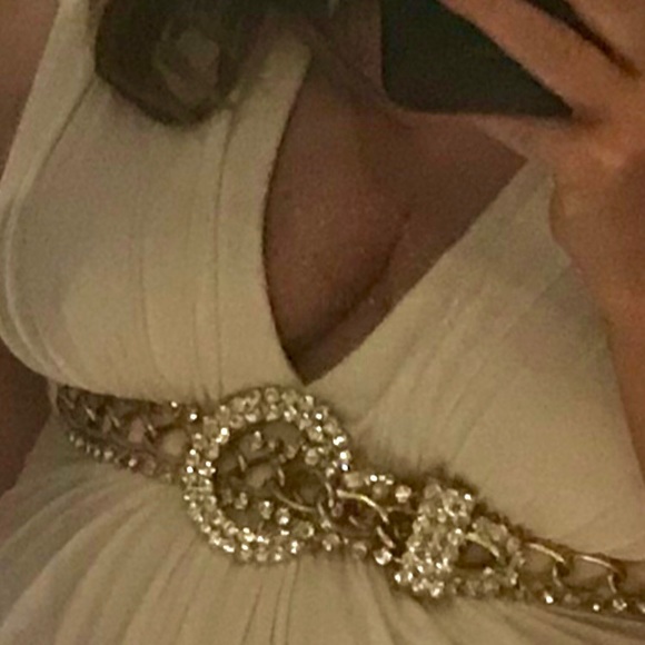 Sky off white V top with reinstones gold Belt M - Picture 3 of 10